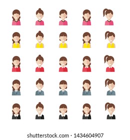 Set of icons of women. Avatars of women. Vector