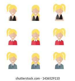Set of icons of women. Avatars of women. Vector