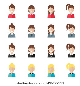 Set of icons of women. Avatars of women. Vector