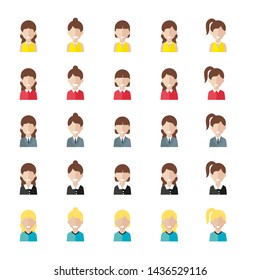 Set of icons of women. Avatars of women. Vector