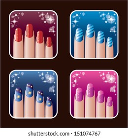 Set icons women's manicure  vector  gradient  transparency  EPS10