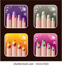 Set icons women's manicure  vector  gradient  transparency  EPS10
