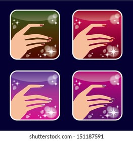 Set of icons of women's manicure. vector, gradient, transparency, EPS10