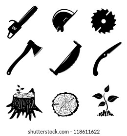 set of icons. woodworking industry. vector illustration.