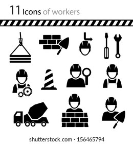 Set of icons of workers (vector)