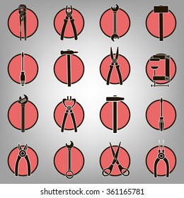 set Icons of the working tool. Vector illustration