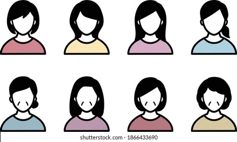 Set of icons for young women and middle-aged women