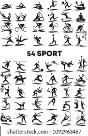 set of icons-54 sports in vector form