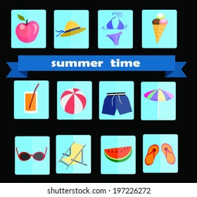 set icons,simmer holidays objects.
