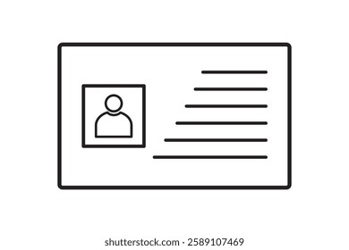 set of id card icons. personal id. citizen identity card sign. driving license. voter id card. entry card symbol. photo-id sign. outlined vector illustration.