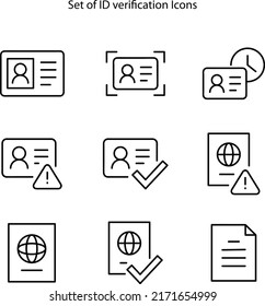 set of Id card verification icon, Fast verification , Id card web symbol. id verification icons set on white background.