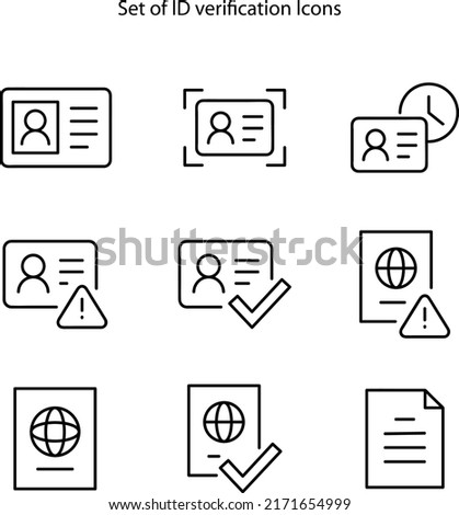 set of Id card verification icon, Fast verification , Id card web symbol. id verification icons set on white background.