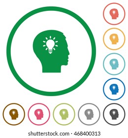 Set of idea color round outlined flat icons on white background
