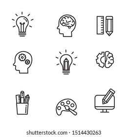 Set of idea and creativity related icon with line design