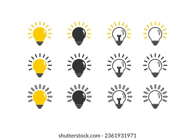 set of idea icon symbol. solution icon symbol. light bulb vector illustration isolated on white background.