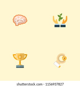 Set of idea icons flat style symbols with sponsor, support, brain and other icons for your web mobile app logo design.