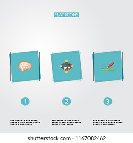 Set of idea icons flat style symbols with development, brain, meeting and other icons for your web mobile app logo design.