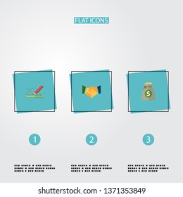 Set of idea icons flat style symbols with development, partnership, profit and other icons for your web mobile app logo design.