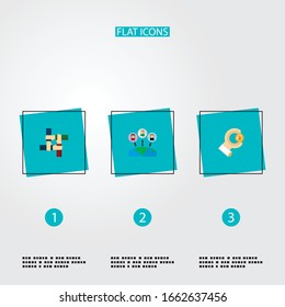 Set of idea icons flat style symbols with sponsor, outsource, teamwork and other icons for your web mobile app logo design.