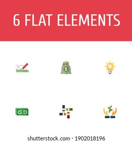 Set of idea icons flat style symbols with teamwork, development, idea and other icons for your web mobile app logo design.