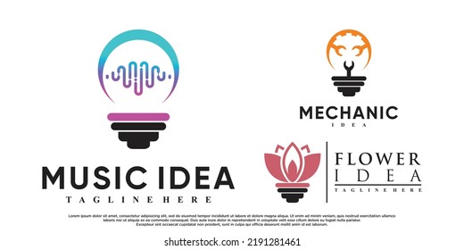 Set of idea logo design with creative modern Premium Vector