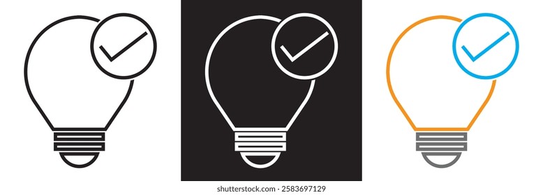 Set of idea related icons. Editable stroke. isolated on white and black background. vector illustration. EPS 10