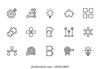 Set of idea related vector line icons. Premium linear symbols pack. Vector illustration isolated on a white background. Web symbols for web sites and mobile app. Trendy design. 