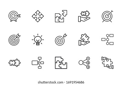 Set of idea related vector line icons. Premium linear symbols pack. Vector illustration isolated on a white background. Web symbols for web sites and mobile app. Trendy design. 