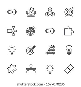Set of idea related vector line icons. Premium linear symbols pack. Vector illustration isolated on a white background. Web symbols for web sites and mobile app. Trendy design. 