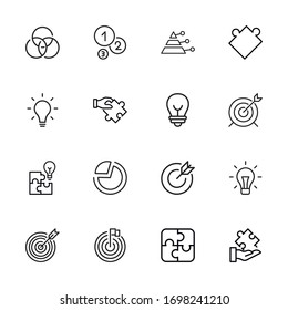 Set of idea related vector line icons. Premium linear symbols pack. Vector illustration isolated on a white background. Web symbols for web sites and mobile app. Trendy design. 
