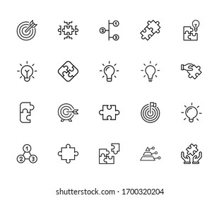 Set of idea related vector line icons. Premium linear symbols pack. Vector illustration isolated on a white background. Web symbols for web sites and mobile app. Trendy design. 