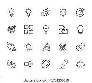 Set of idea related vector line icons. Premium linear symbols pack. Vector illustration isolated on a white background. Web symbols for web sites and mobile app. Trendy design. 