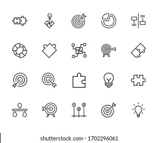Set of idea related vector line icons. Premium linear symbols pack. Vector illustration isolated on a white background. Web symbols for web sites and mobile app. Trendy design. 