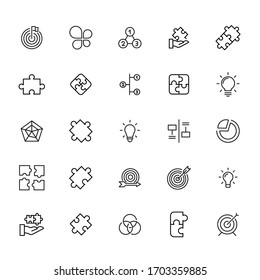 Set of idea related vector line icons. Premium linear symbols pack. Vector illustration isolated on a white background. Web symbols for web sites and mobile app. Trendy design. 