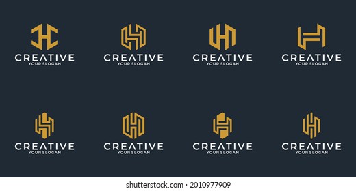 set idea symbol letter h logo design templates