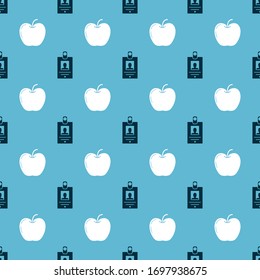 Set Identification badge and Apple on seamless pattern. Vector