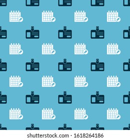 Set Identification badge and Calendar on seamless pattern. Vector