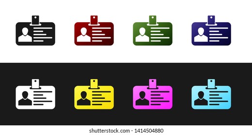 Set Identification badge icon isolated on black and white background. It can be used for presentation, identity of the company, advertising. Vector Illustration