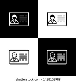 Set Identification badge line icons isolated on black and white background. It can be used for presentation, identity of the company, advertising. Vector Illustration