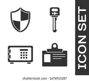 Set Identification badge, Shield , Safe  and Key  icon. Vector