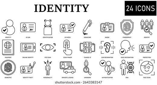 Conjunto de íconos de identidad o símbolos Vector archivo totalmente editable.