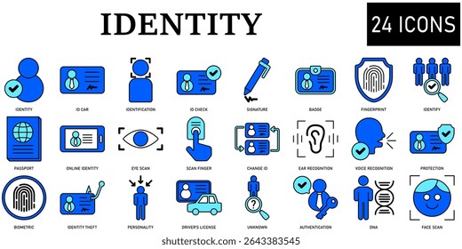 Conjunto de íconos de identidad o símbolos Vector archivo totalmente editable.