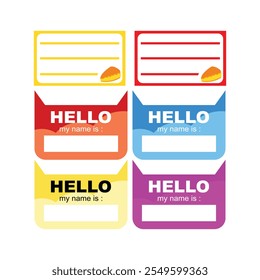 Set of identity labels in flat style. Simple colorful name tag. To mark our books. Back to school. Our book identity marker. Cute sticker templates, character name tags, book name labels