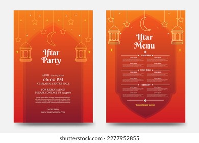 a set of Iftar invitation template. iftar menu. ramadan kareem.