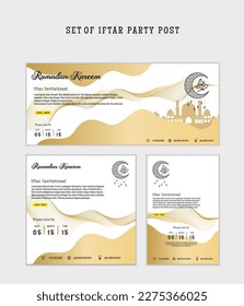 Set of Iftar Party invitation, Iftar mean is breakfasting. social media template with islamic background design