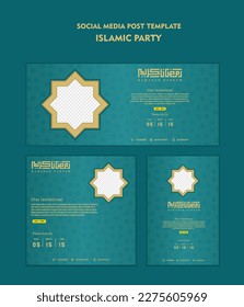 Set of Iftar Party invitation, Iftar mean is breakfasting. social media template with islamic background design