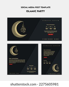 Set of Iftar Party invitation, Iftar mean is breakfasting. social media template with islamic background design