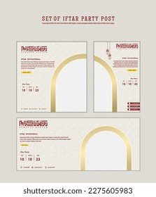 Set of Iftar Party invitation, Iftar mean is breakfasting. social media template with islamic background design