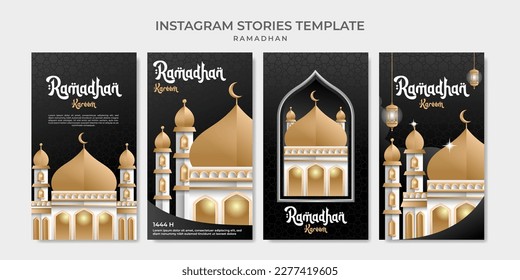 set ig stories template ramadhan with mosque image