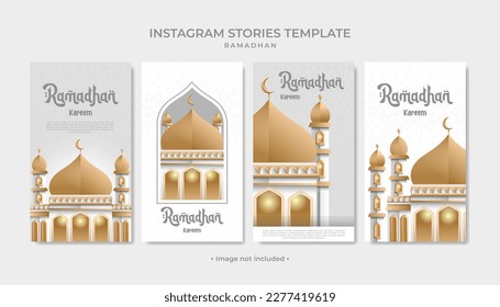 set ig stories template ramadhan with mosque image